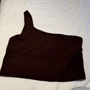 Lululemon Dark Brown One-Shoulder Crop Top